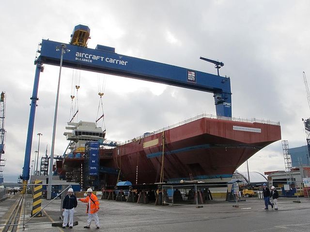 HMS Queen Elizabeth - seen here under construction - could form a key part of the UK's security role in the South-East Asia. Source: Wikimedia Commons